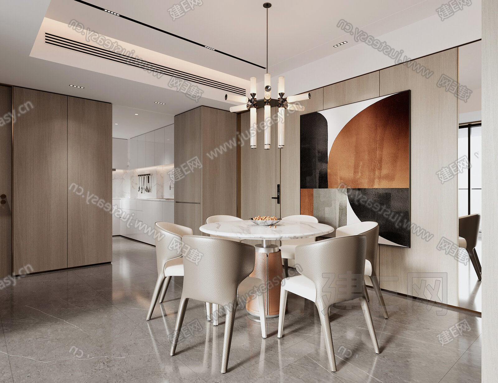 现代餐厅模型SU模型下载[ID:117001996]_建E室内设计网