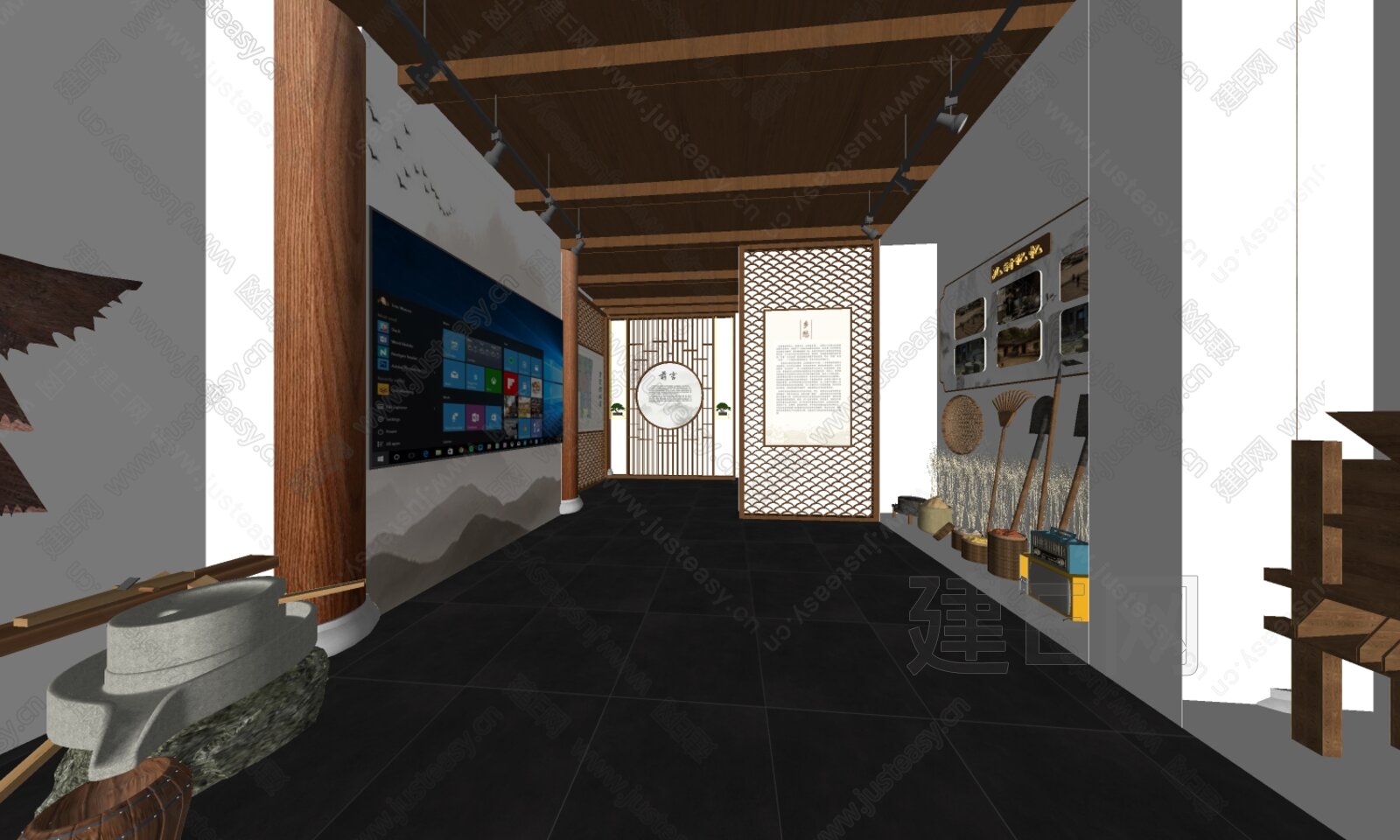 现代乡贤文化馆模型SU模型下载[ID:116936460]_建e网su模型