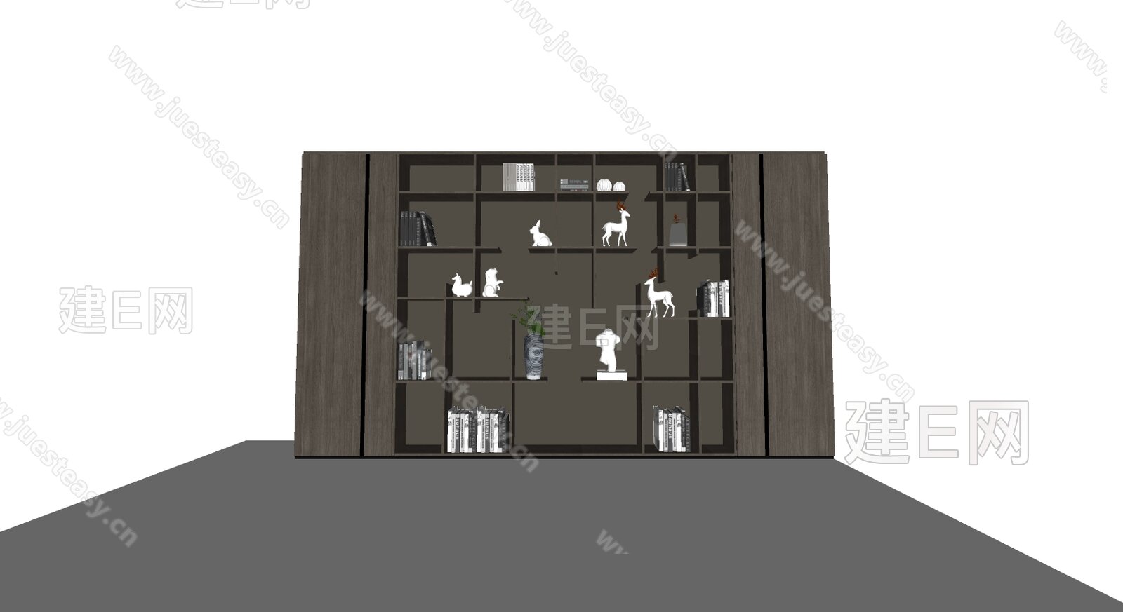 现代书柜模型SU模型下载[ID:109268937]_建e网su模型
