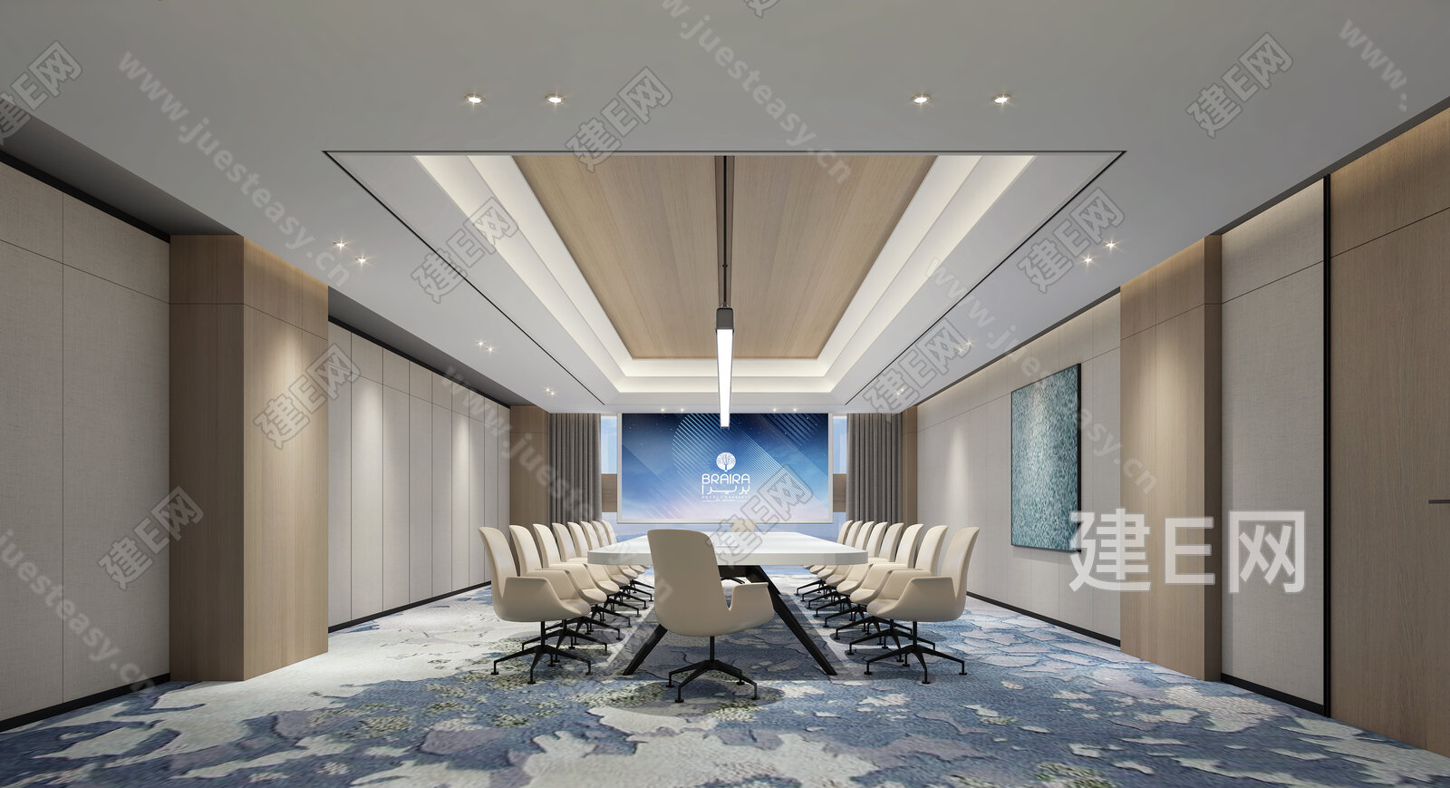 现代会议室模型SU模型下载[ID:109858664]_建e网su模型