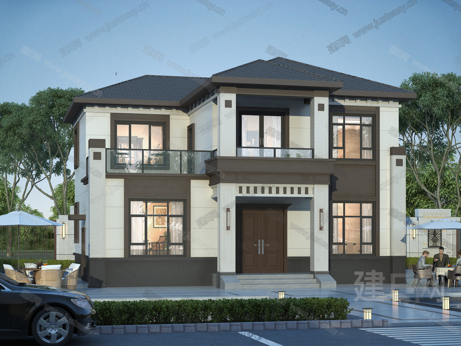 新中式别墅模型SU模型下载[ID:110055317]_建e网su模型