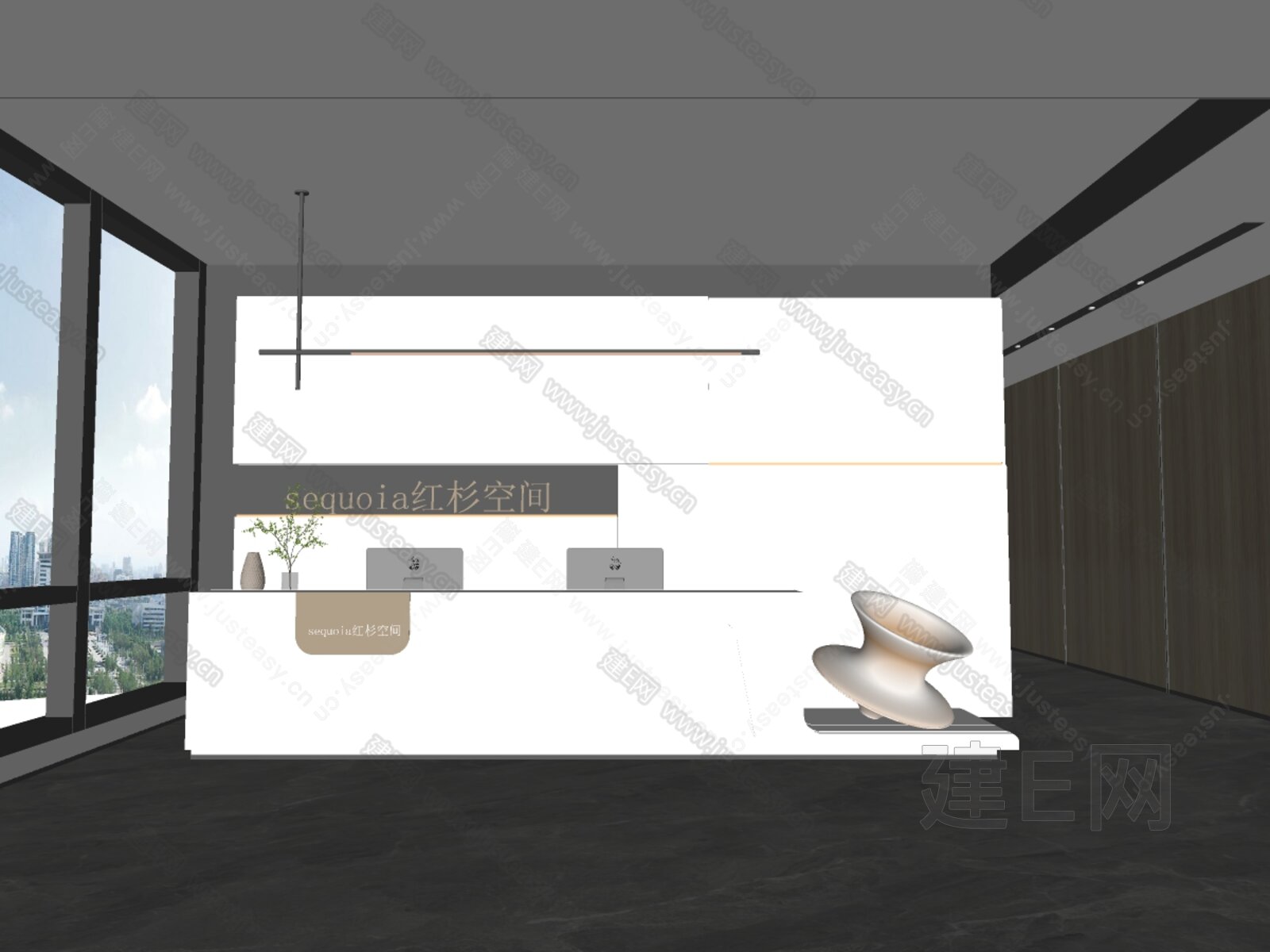 现代公司前台模型SU模型下载[ID:109596554]_建e网su模型