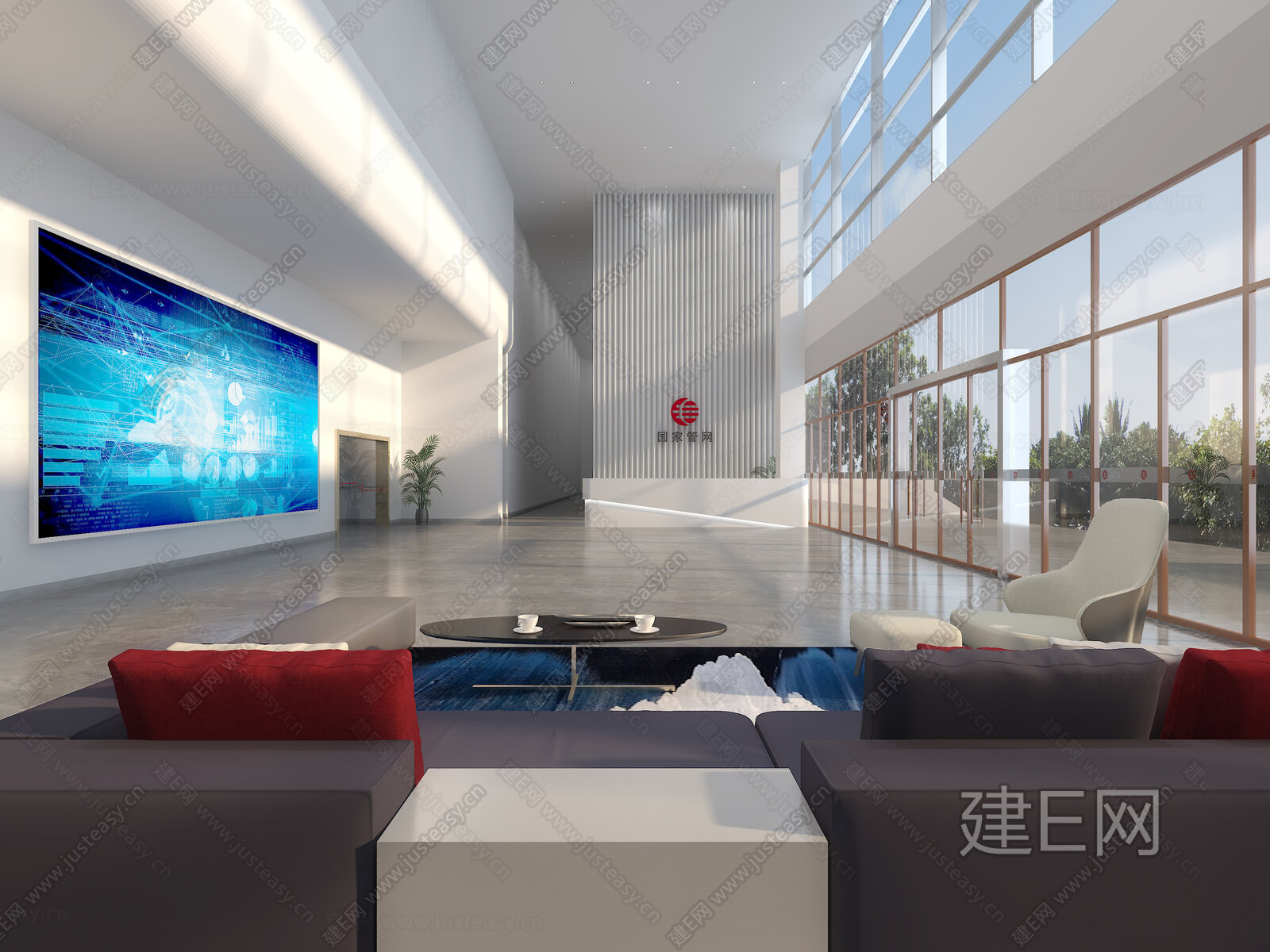 现代中石油大厅模型SU模型下载[ID:111562697]_建E室内设计网