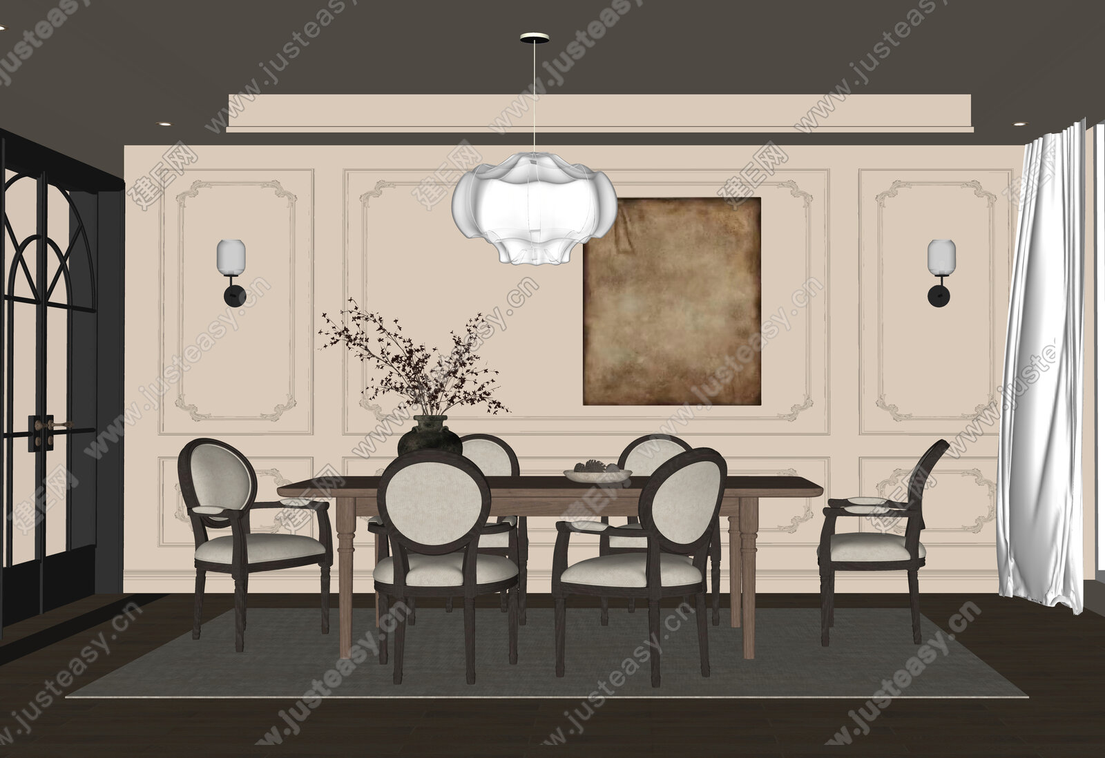 美式餐厅模型SU模型下载[ID:109727736]_建e网su模型