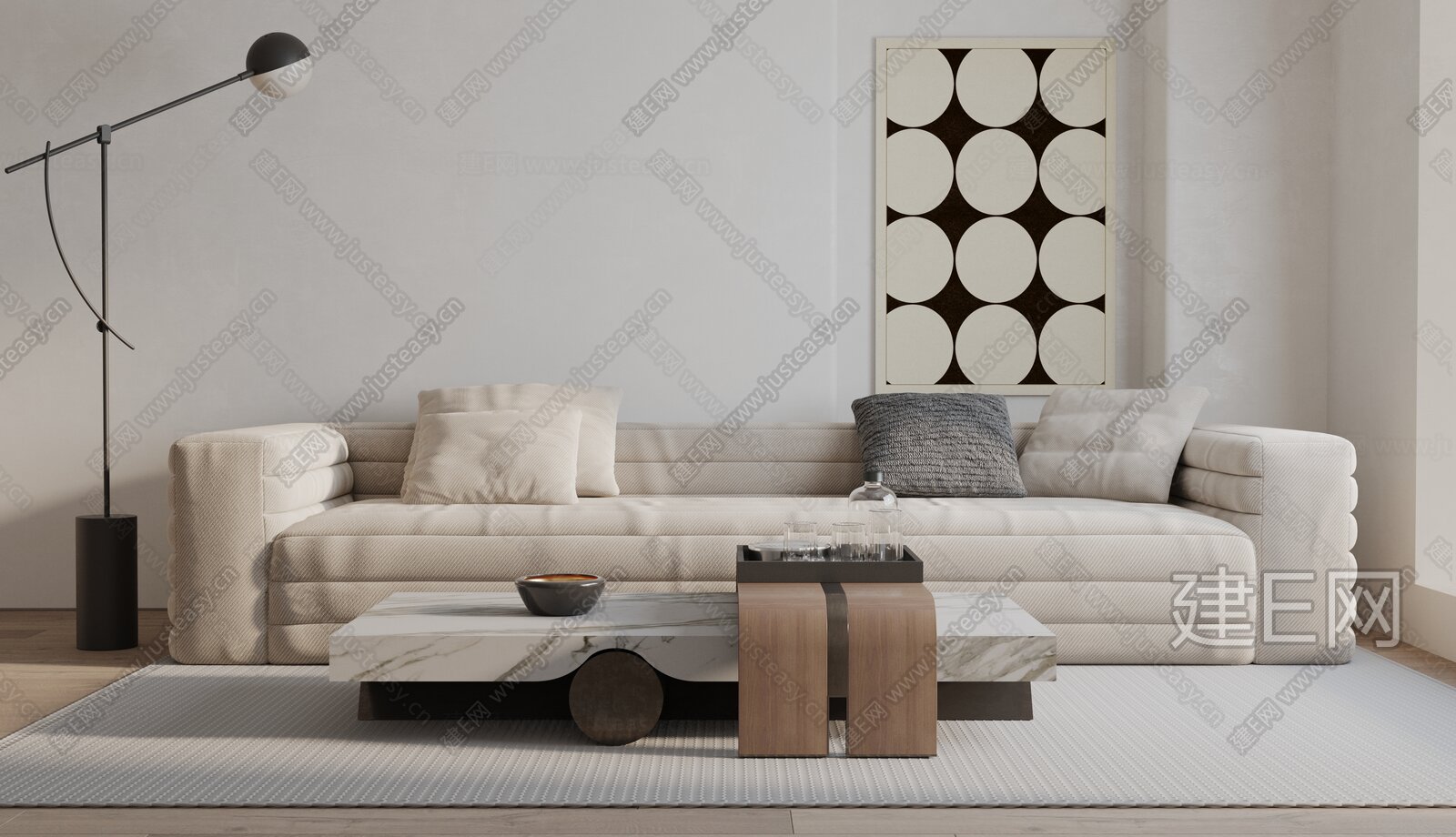 现代沙发茶几组合3d模型下载[ID:106321661]_建e网3d模型