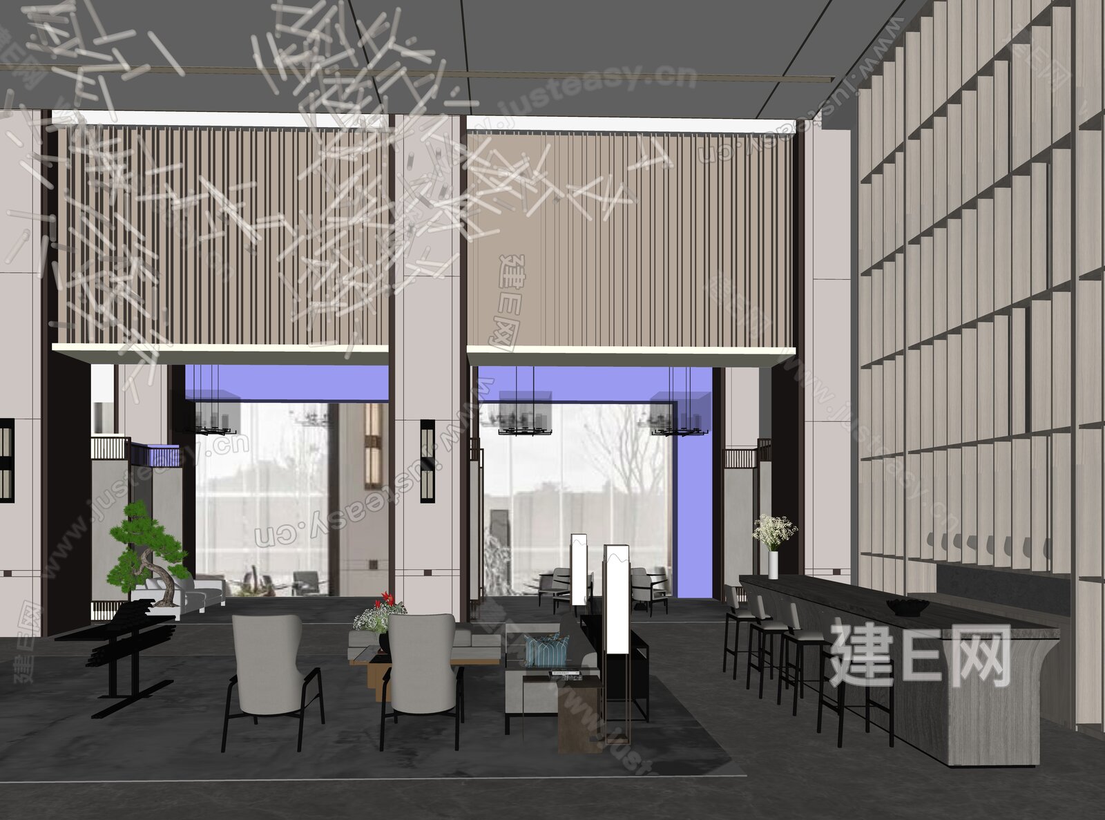 现代售楼处模型SU模型下载[ID:110382994]_建e网su模型