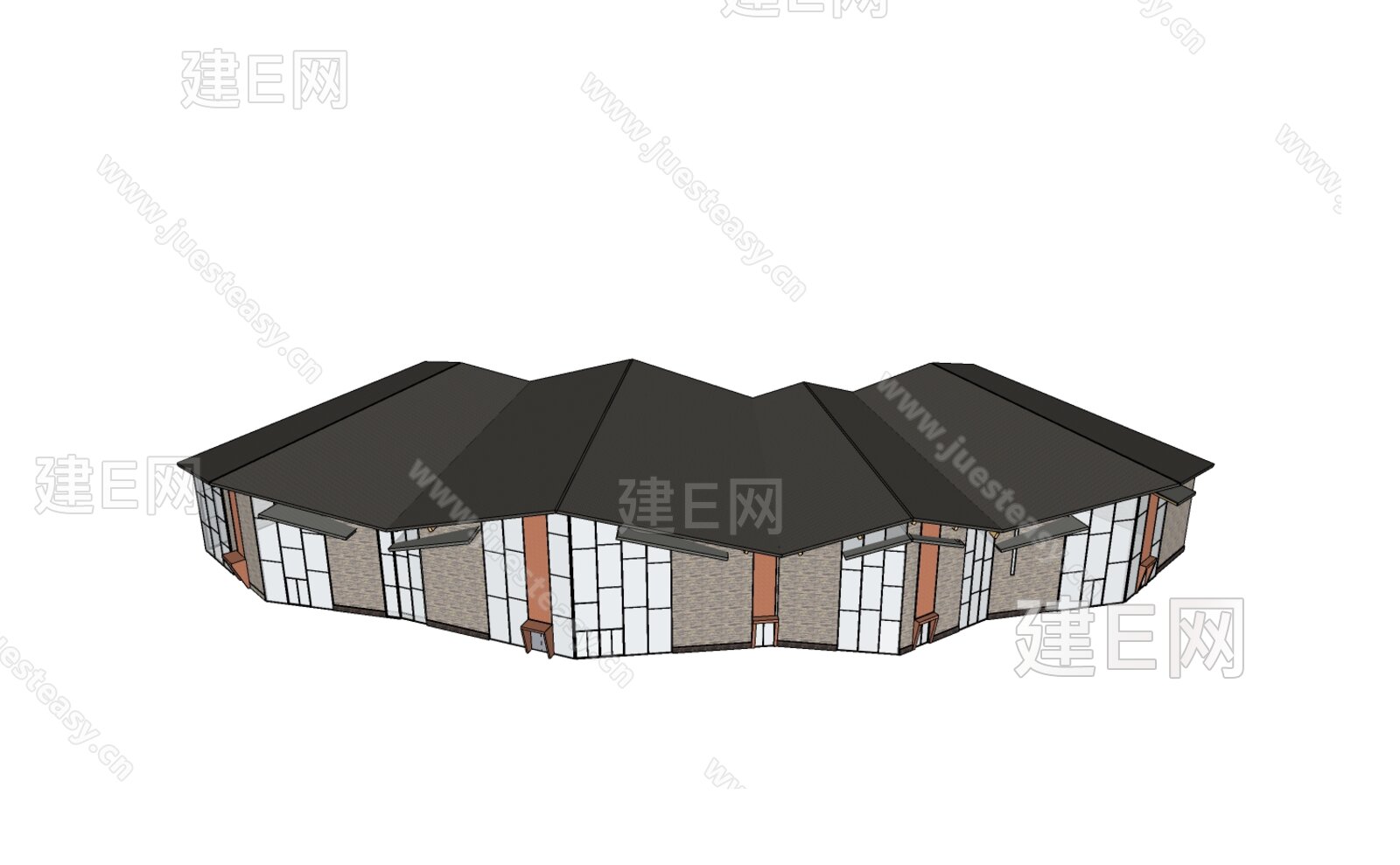 现代展览馆模型SU模型下载[ID:110513993]_建E室内设计网