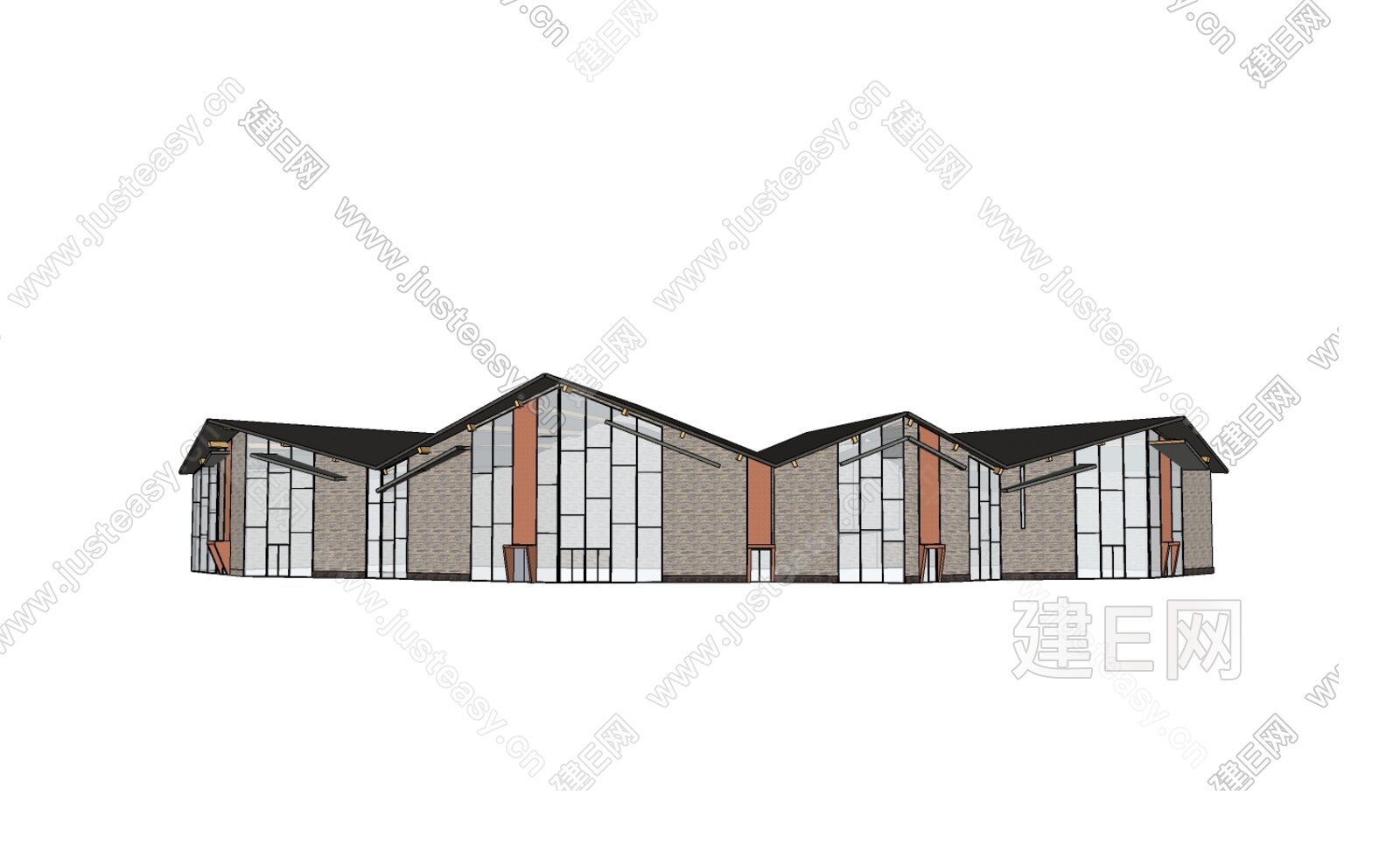 现代展览馆模型SU模型下载[ID:110513993]_建E室内设计网