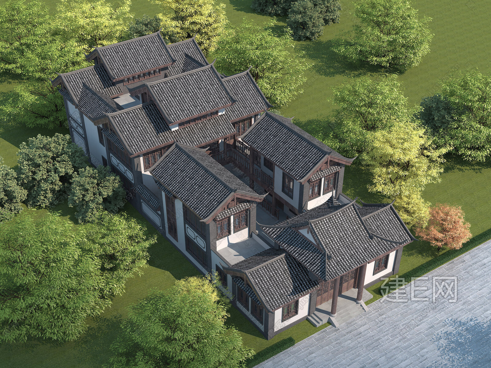 【中式四合院3d模型】建e网_中式四合院3d模型下载[ID:106845932]_打造3d中式四合院模型免费下载平台