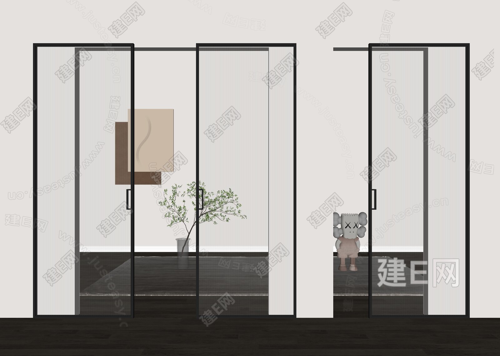 现代移门模型SU模型下载[ID:110514054]_建e网su模型