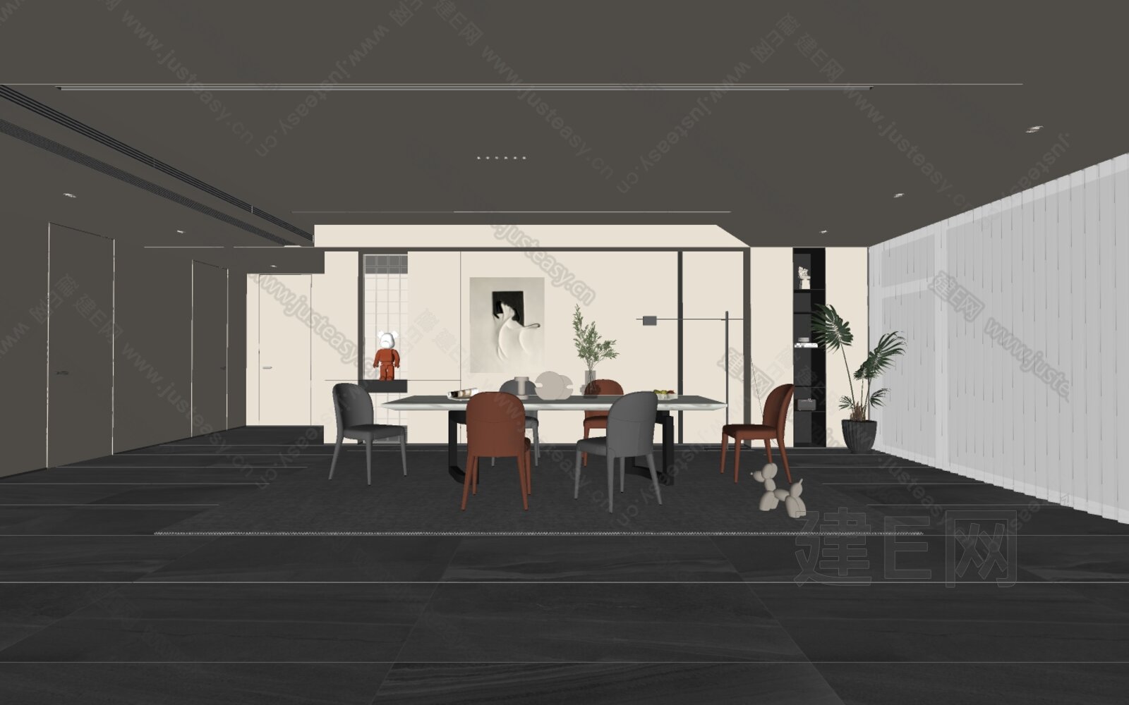 现代餐厅模型SU模型下载[ID:110251900]_建e网su模型