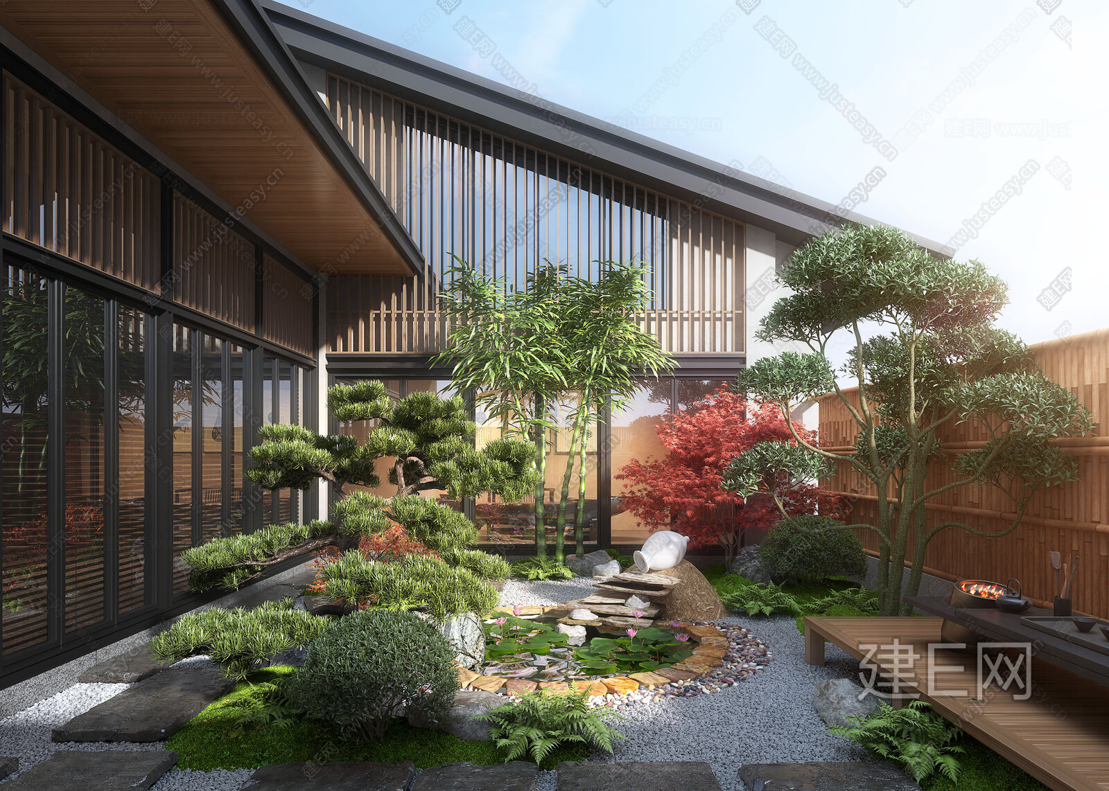 【新中式庭院景观3d模型】建E网_新中式庭院景观3d模型下载[ID:106649226]_打造3d新中式庭院景观模型免费下载平台