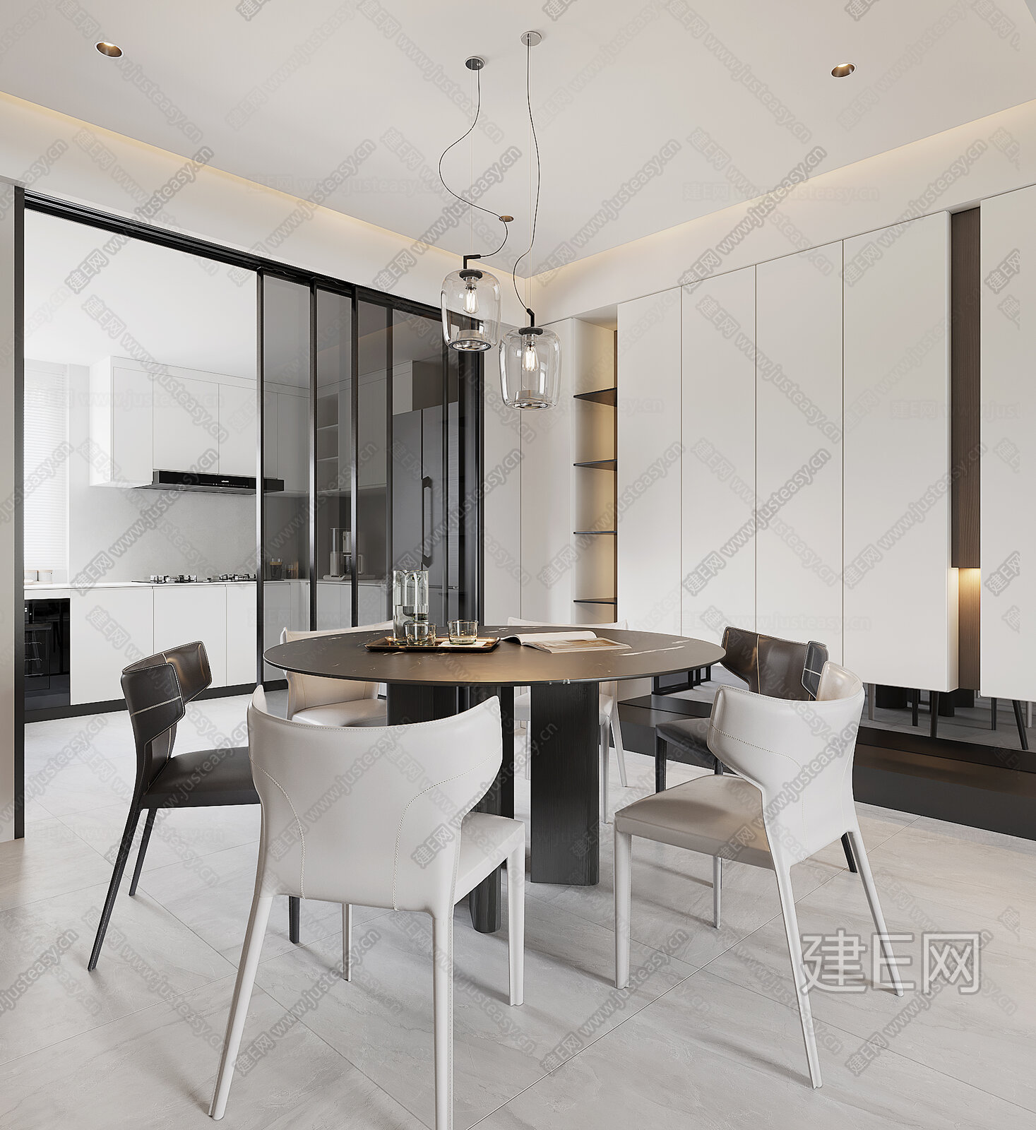 现代餐厅模型SU模型下载[ID:111038268]_建e网su模型