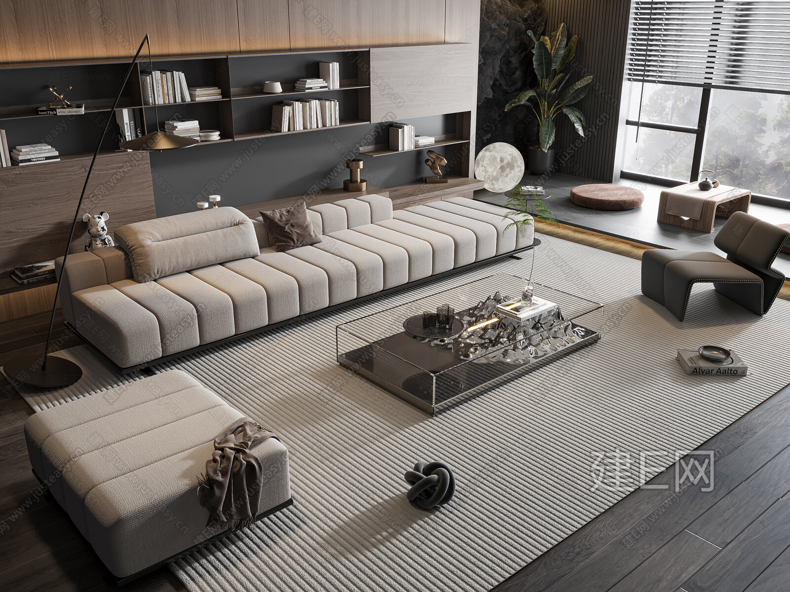现代沙发茶几组合模型SU模型下载[ID:112152439]_建e网su模型