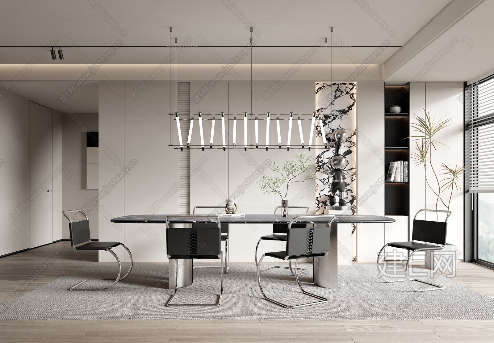 现代餐厅3d模型下载[ID:107435636]_建e网3d模型