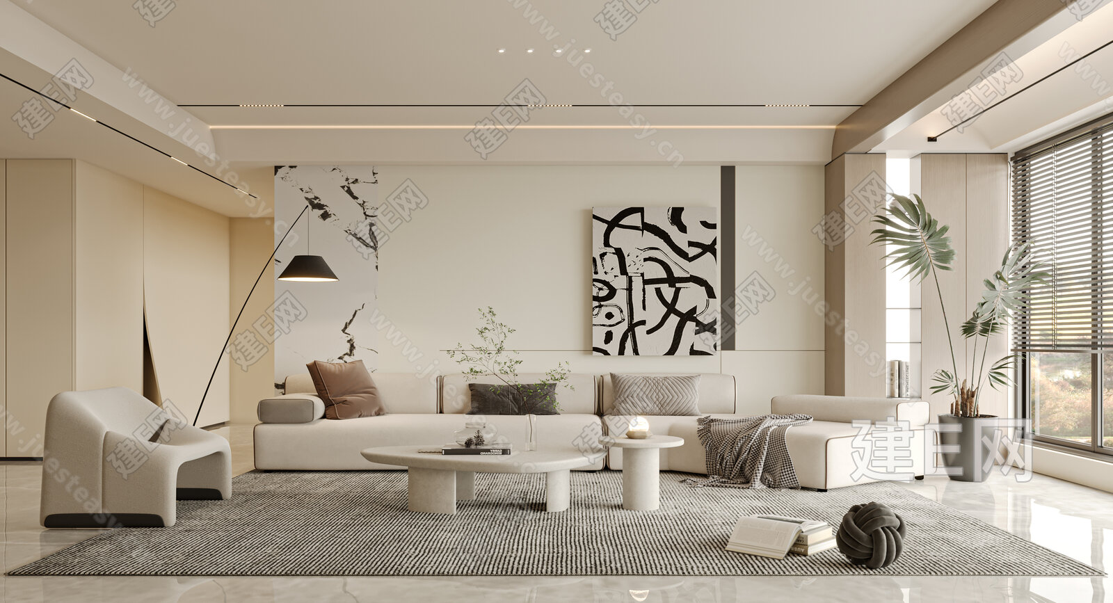 现代客厅模型SU模型下载[ID:110645186]_建e网su模型