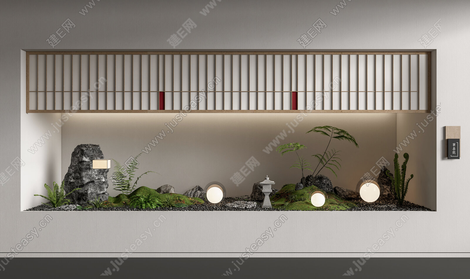 日式庭院造景模型SU模型下载[ID:110776264]_建E室内设计网