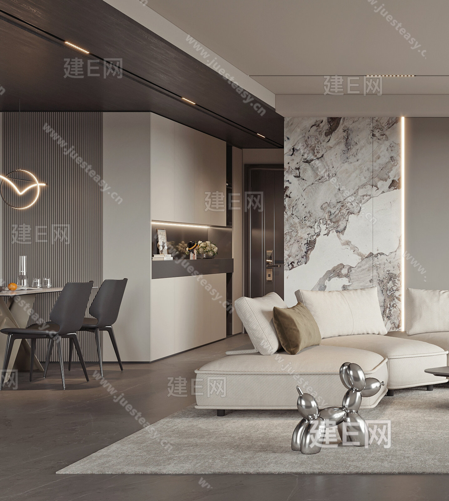 【现代客餐厅3d模型】建e网_现代客餐厅3d模型下载[ID:107697717]_打造3d现代客餐厅模型免费下载平台