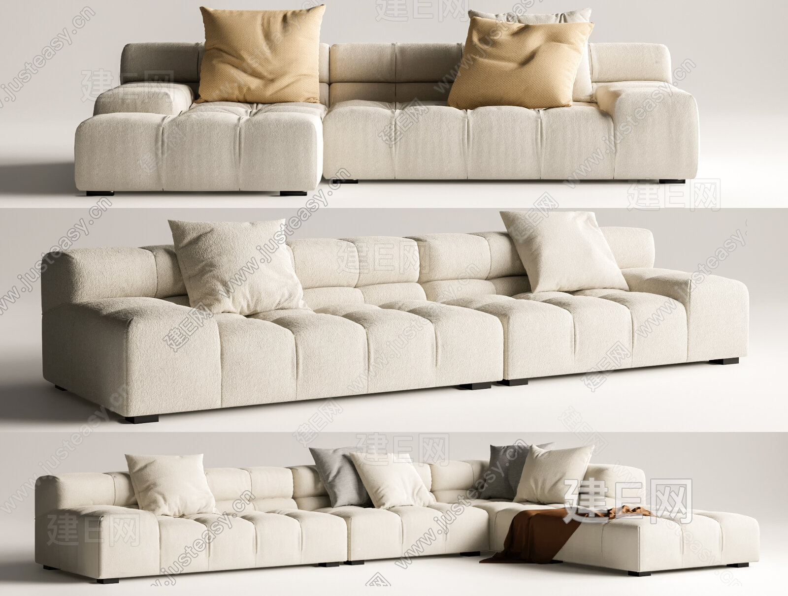 B&B Tufty Time 现代沙发组合模型SU模型下载[ID:111366093]_建E室内设计网