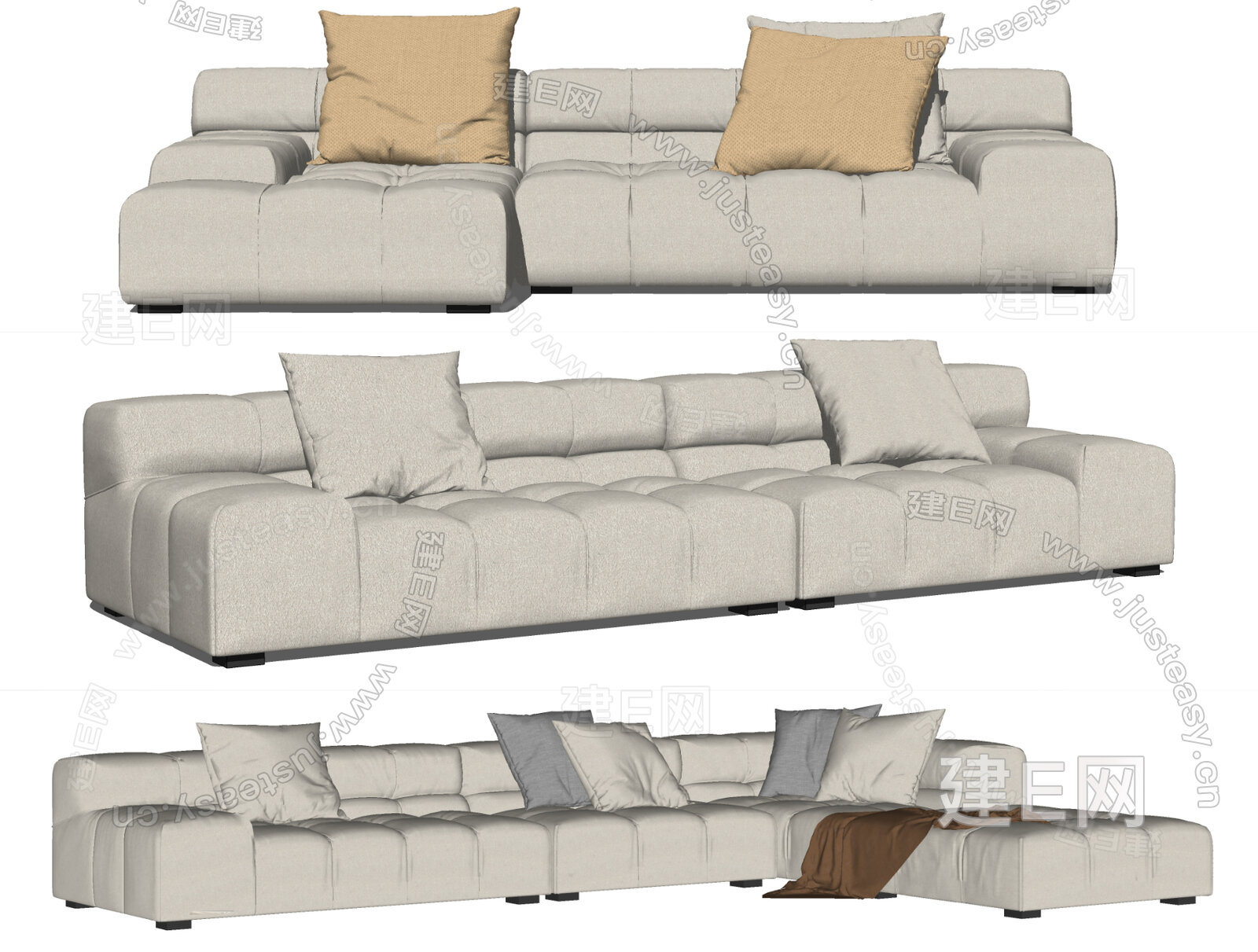 B&B Tufty Time 现代沙发组合模型SU模型下载[ID:111366093]_建E室内设计网