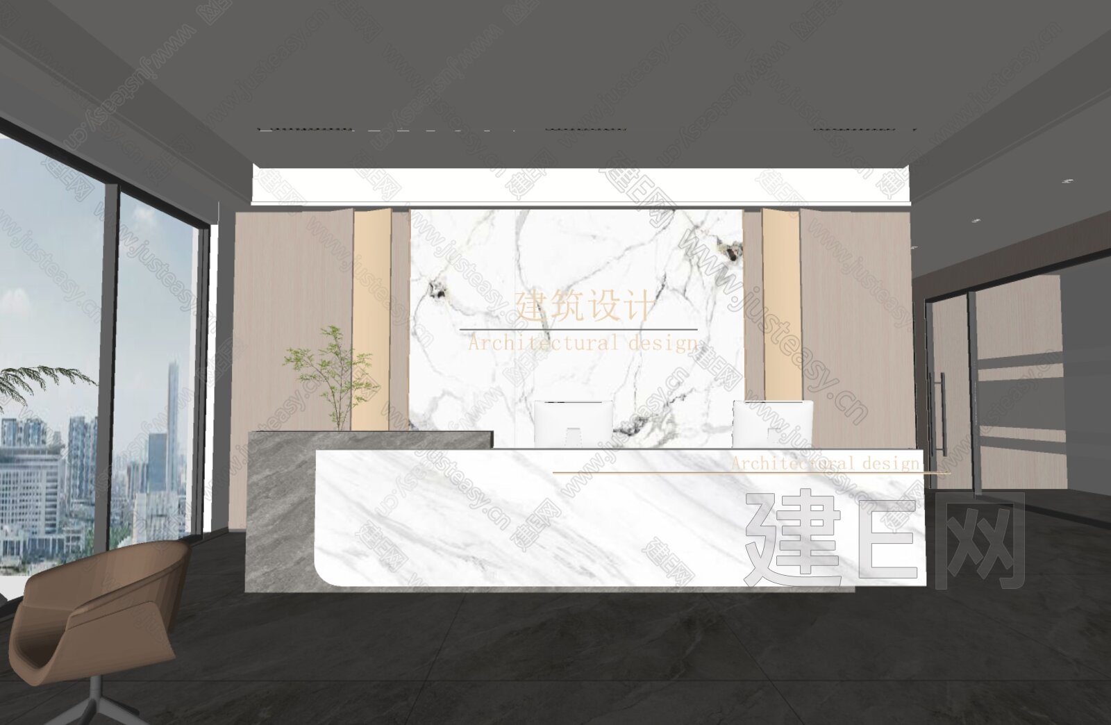 现代公司前台模型SU模型下载[ID:112021347]_建e网su模型