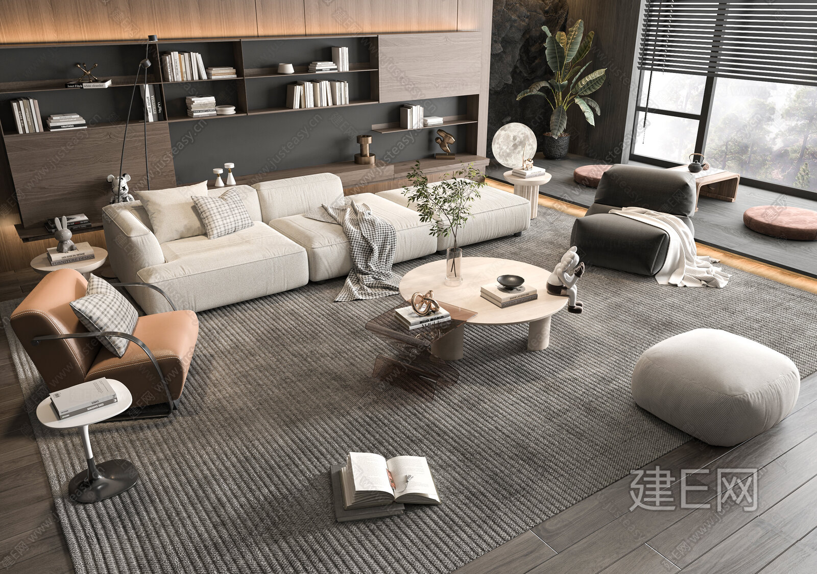 Minotti现代沙发茶几组合3d模型下载[ID:108877426]_建e网3d模型