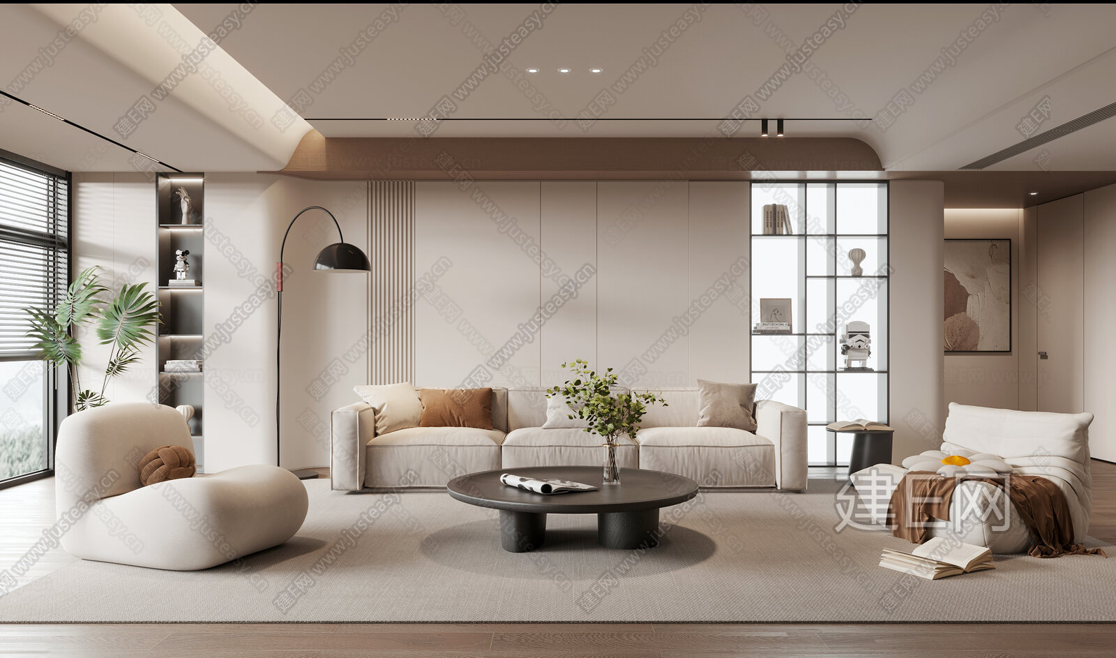 【现代奶油风客厅3d模型】建e网_现代奶油风客厅3d模型下载[ID:108811868]_打造3d现代奶油风客厅模型免费下载平台