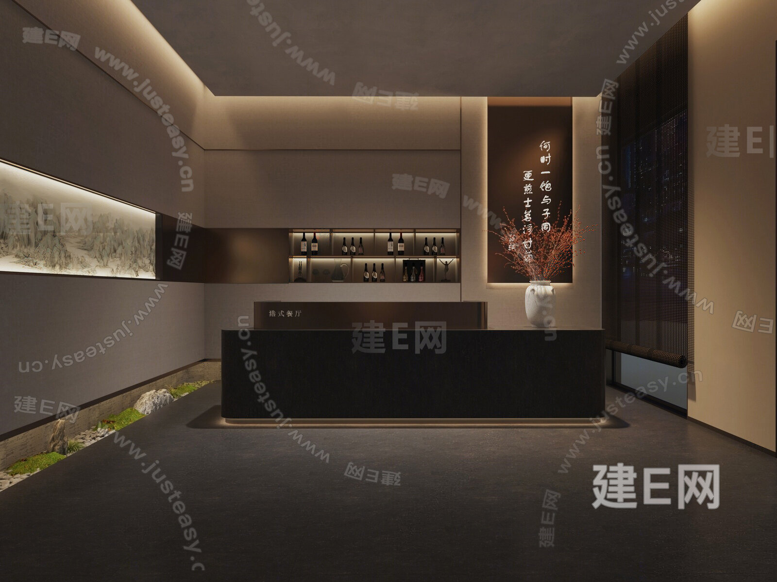 Z13-0627新中式酒店自助餐厅早餐厅餐台餐具算盘子装饰柜酒柜 - 草图大师模型
