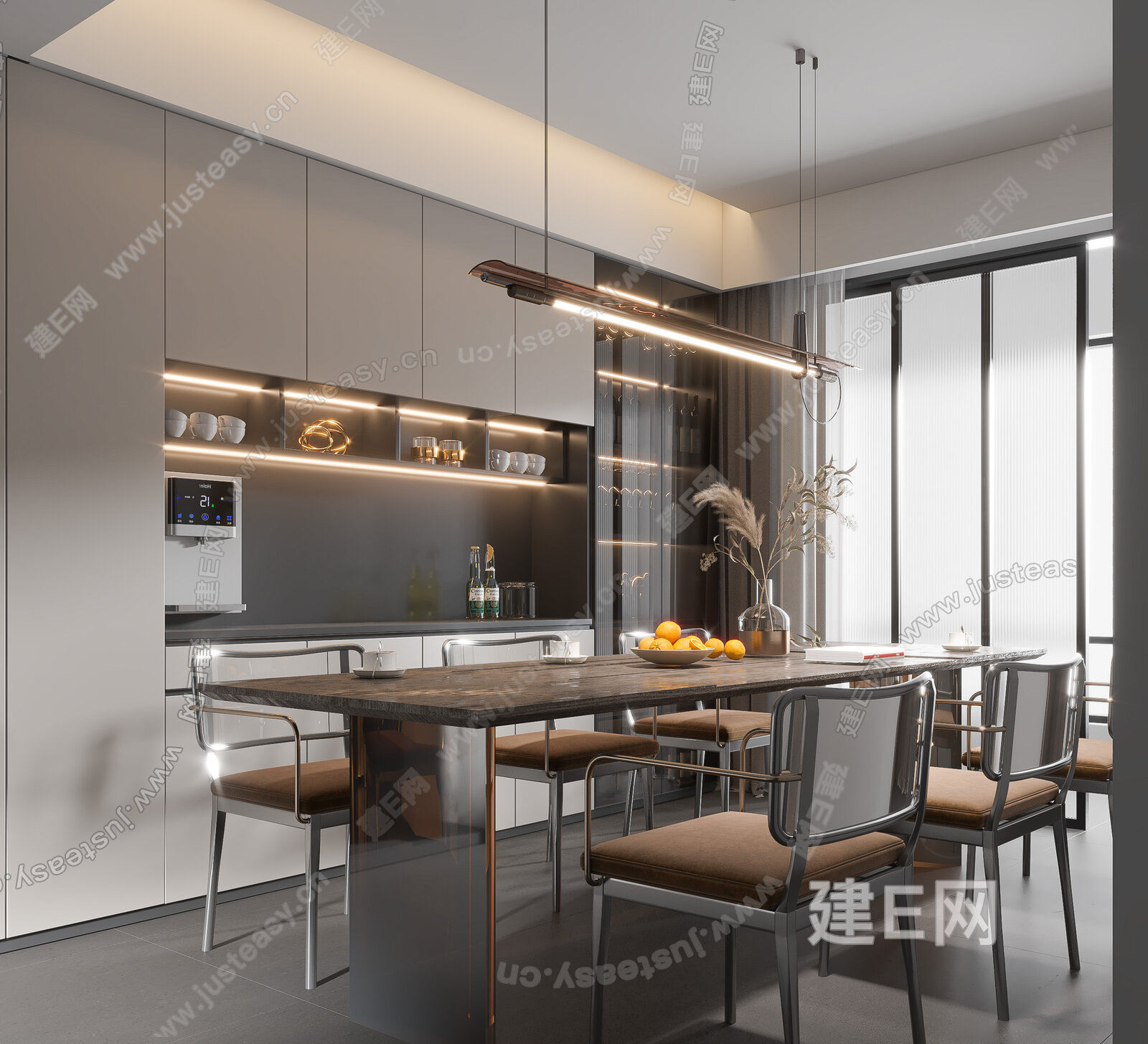 现代餐厅模型SU模型下载[ID:113004449]_建e网su模型