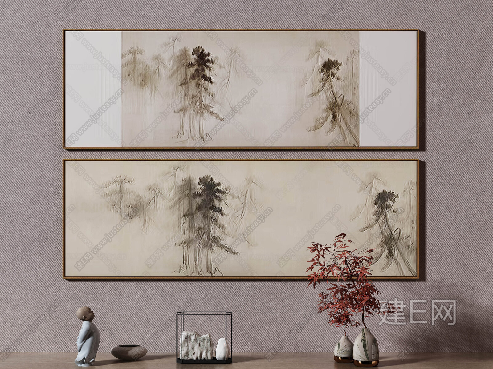 【新中式装饰画3d模型】建e网_新中式装饰画3d模型下载[ID:101537318]_打造3d新中式装饰画模型免费下载平台