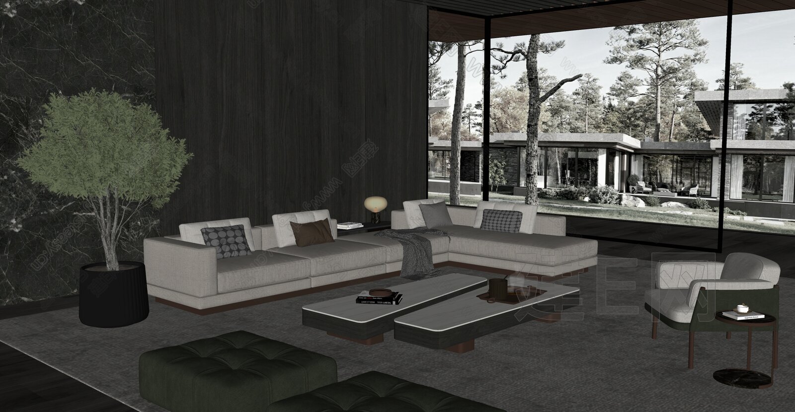 Minotti 现代沙发组合模型SU模型下载[ID:113201029]_建E室内设计网