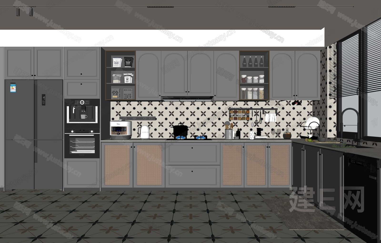 法式厨房模型SU模型下载[ID:113135528]_建E室内设计网