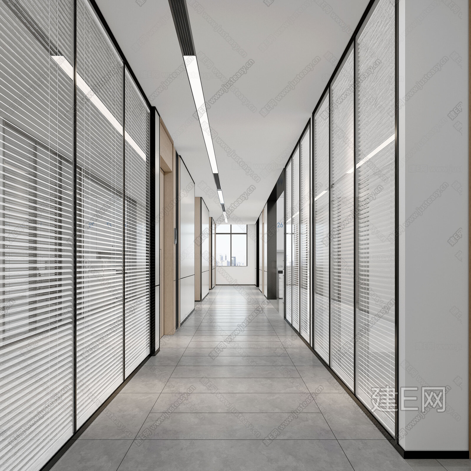 现代办公过道3d模型下载[ID:102061744]_建e网3d模型