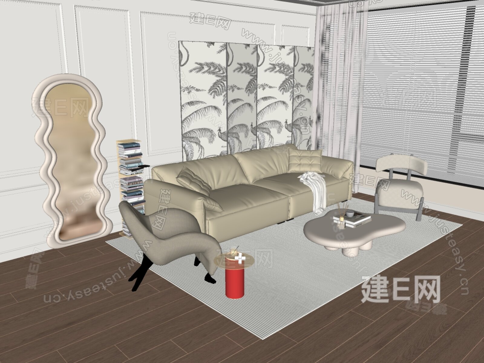 法式沙发茶几组合模型SU模型下载[ID:105336343]_建e网su模型