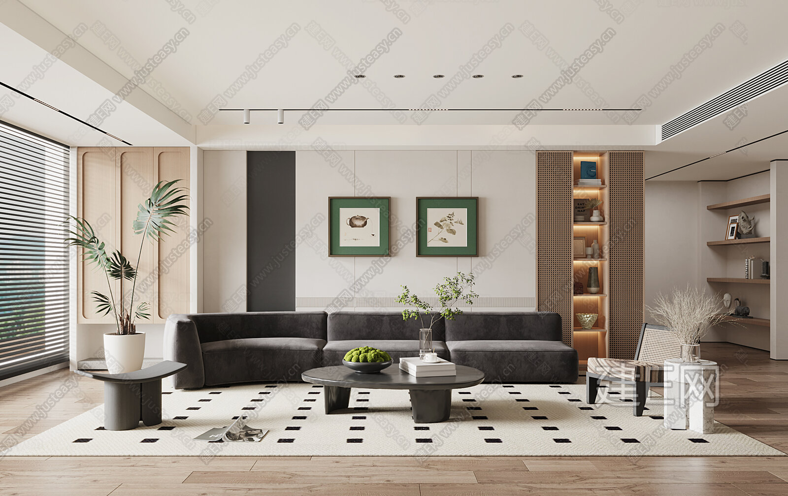 【侘寂风客厅3d模型】建E网_侘寂风客厅3d模型下载[ID:101930673]_打造3d侘寂风客厅模型免费下载平台