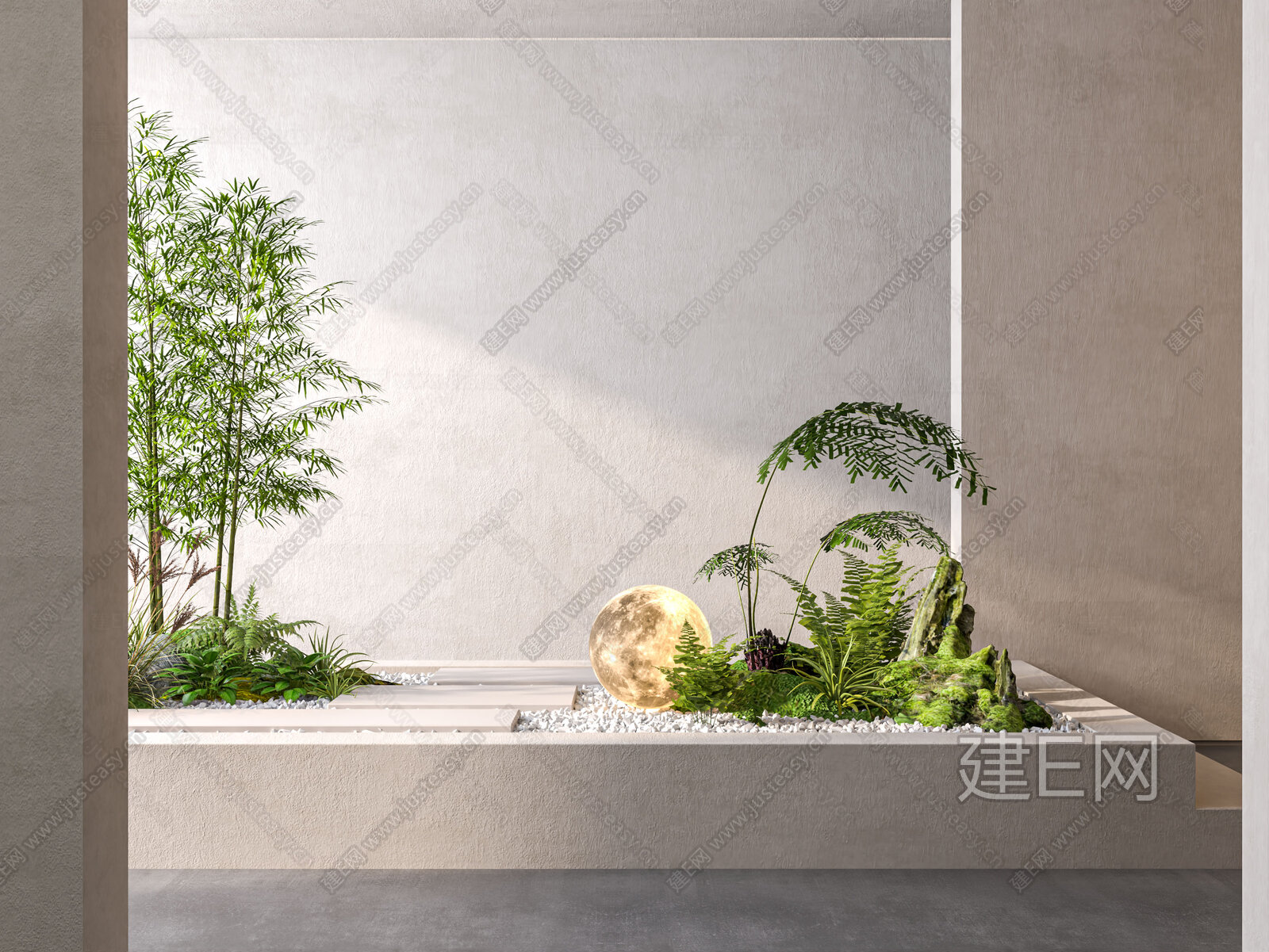 新中式室内景观造景模型SU模型下载[ID:106843775]_建e网su模型