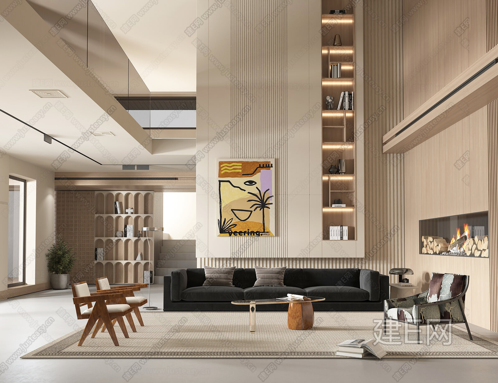 【现代奶油风客厅3d模型】建E网_现代奶油风客厅3d模型下载[ID:102454960]_打造3d现代奶油风客厅模型免费下载平台