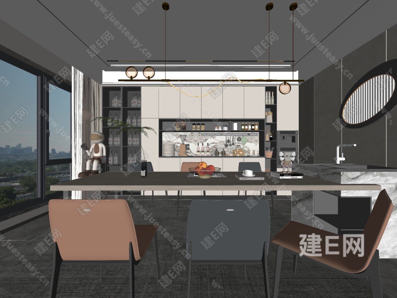 现代餐厅模型SU模型下载[ID:105467568]_建e网su模型