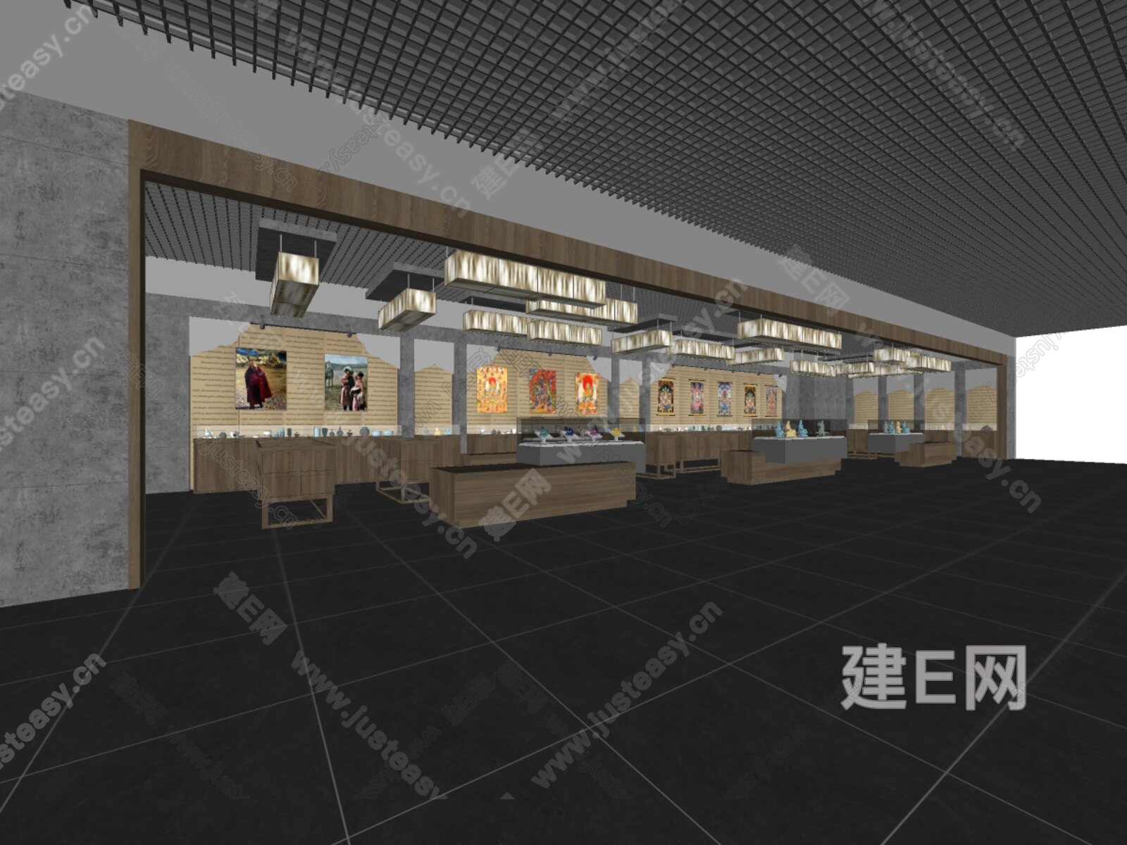 现代珠宝展示区模型SU模型下载[ID:105401887]_建e网su模型
