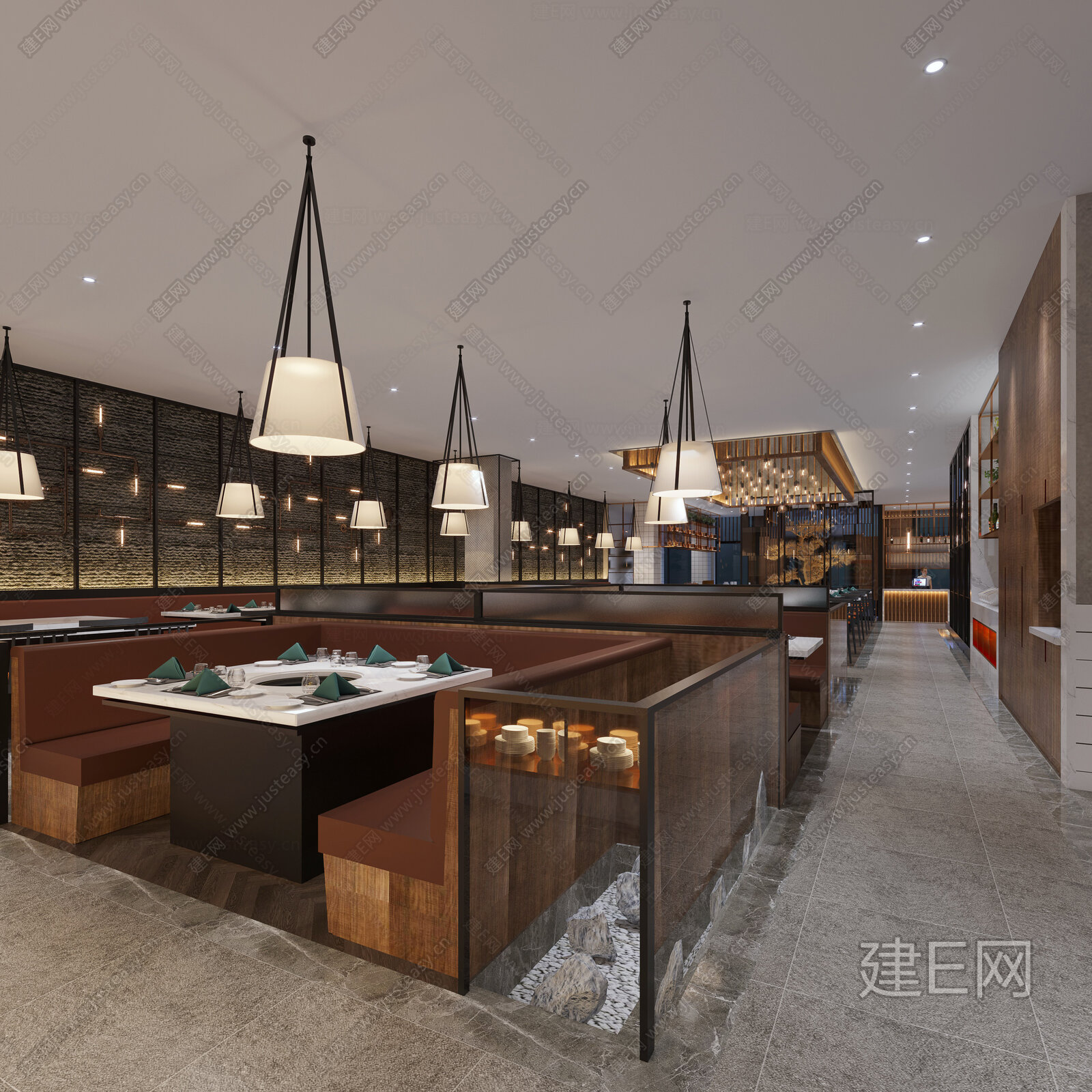 新中式火锅店3d模型下载[ID:102389274]_建e网3d模型