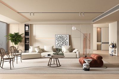 【现代奶油风客厅3d模型】建E网_现代奶油风客厅3d模型下载[ID:103044733]_打造3d现代奶油风客厅模型免费下载平台