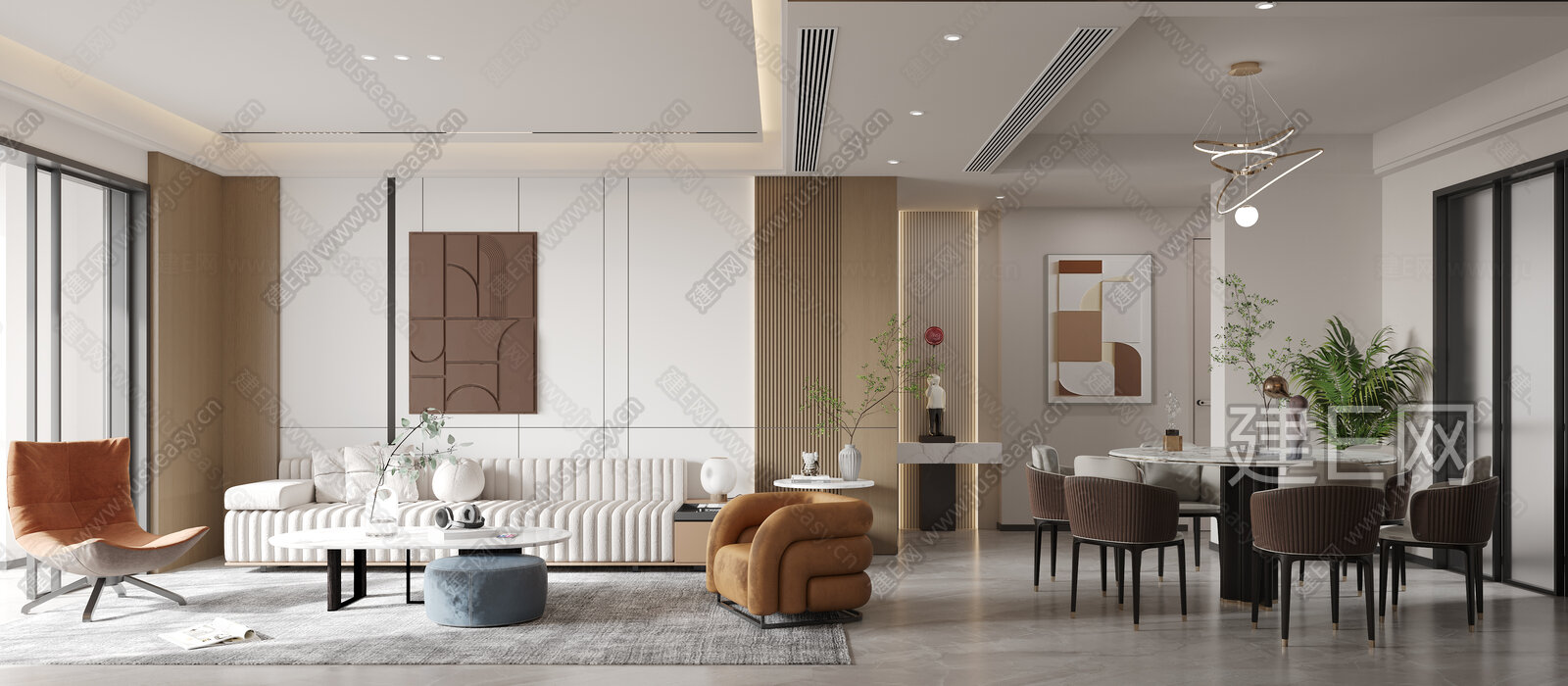 现代极简客餐厅3d模型下载[ID:103699977]_建e网3d模型
