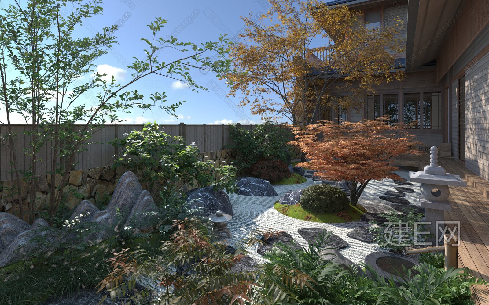 日式禅意庭院景观3d模型下载[ID:103306868]_建e网3d模型