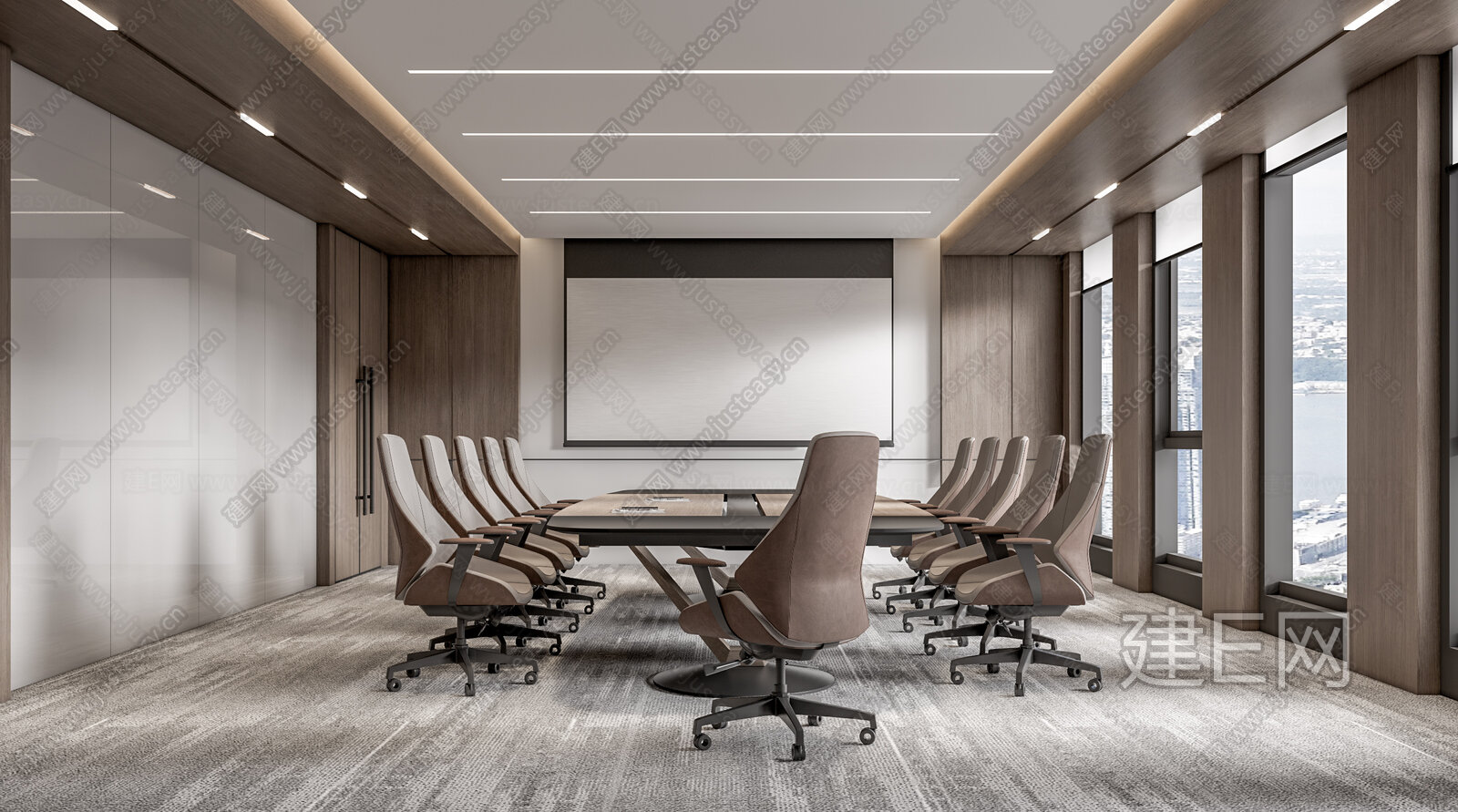 现代会议室3d模型下载[ID:103503376]_建e网3d模型