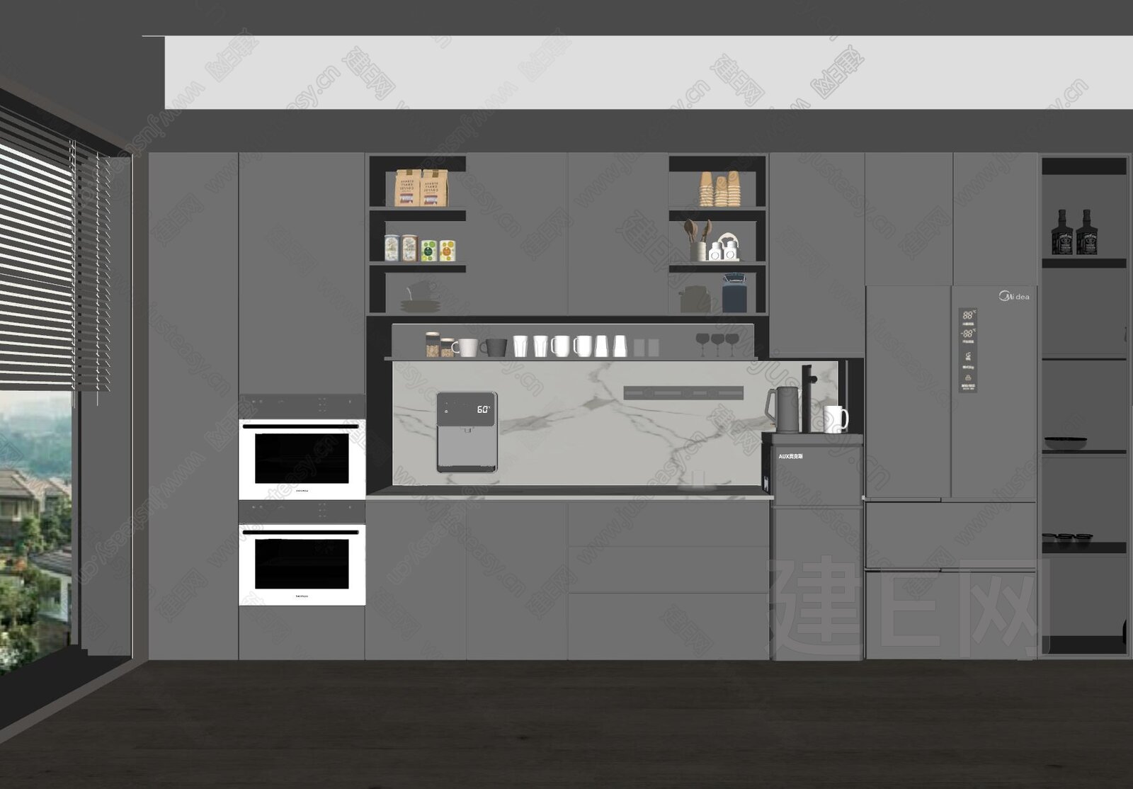 现代吊柜模型SU模型下载[ID:107236962]_建e网su模型