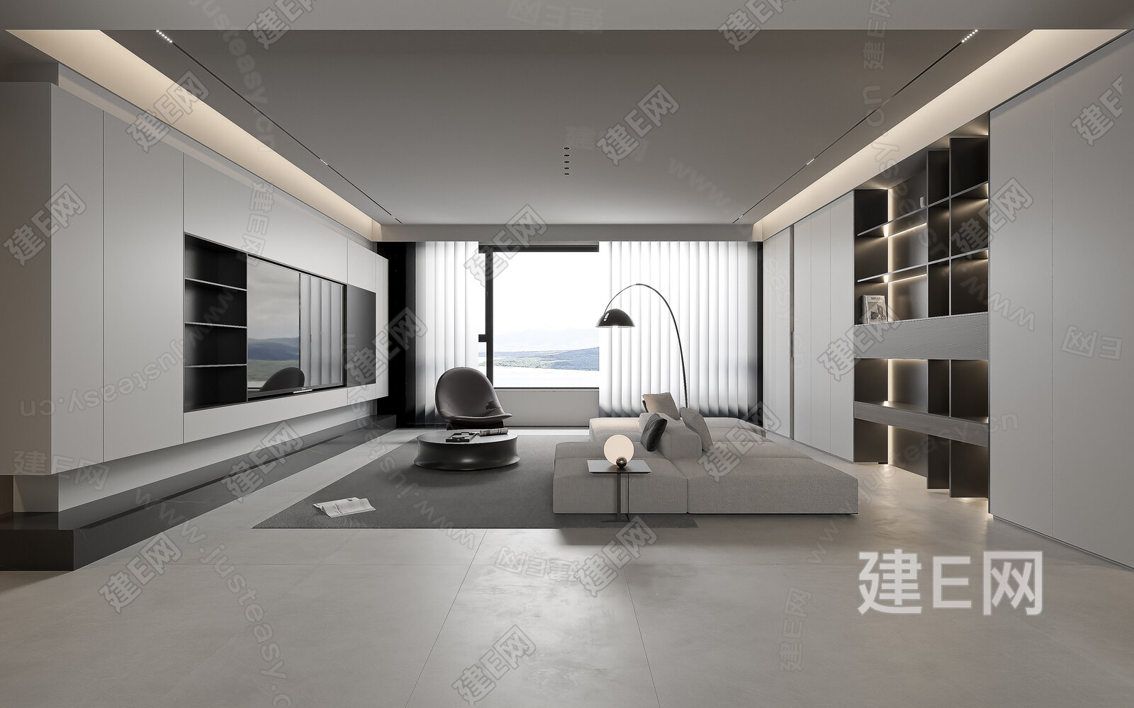 现代极简客餐厅模型SU模型下载[ID:107236997]_建e网su模型