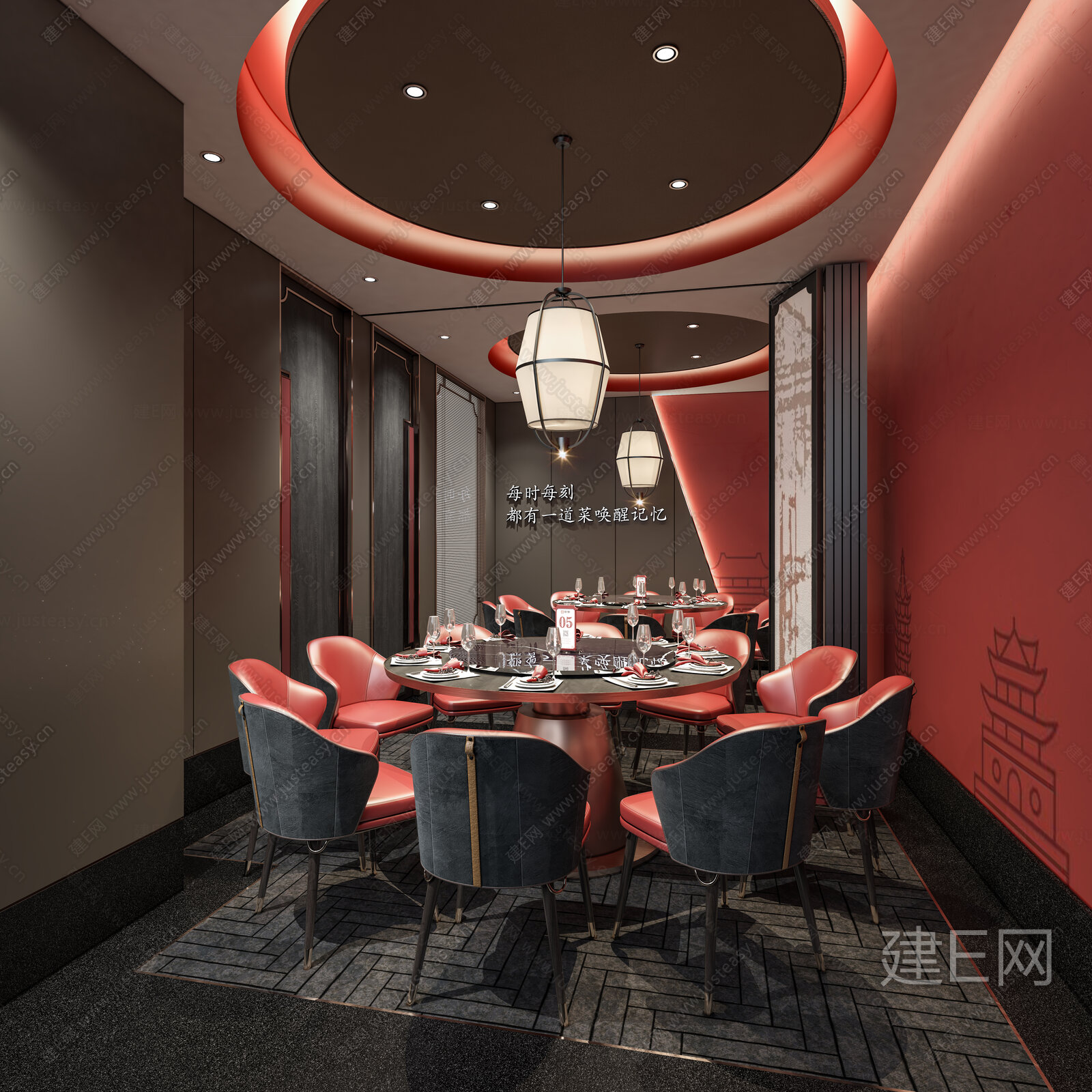 新中式餐饮包间3d模型下载[ID:104224260]_建e网3d模型
