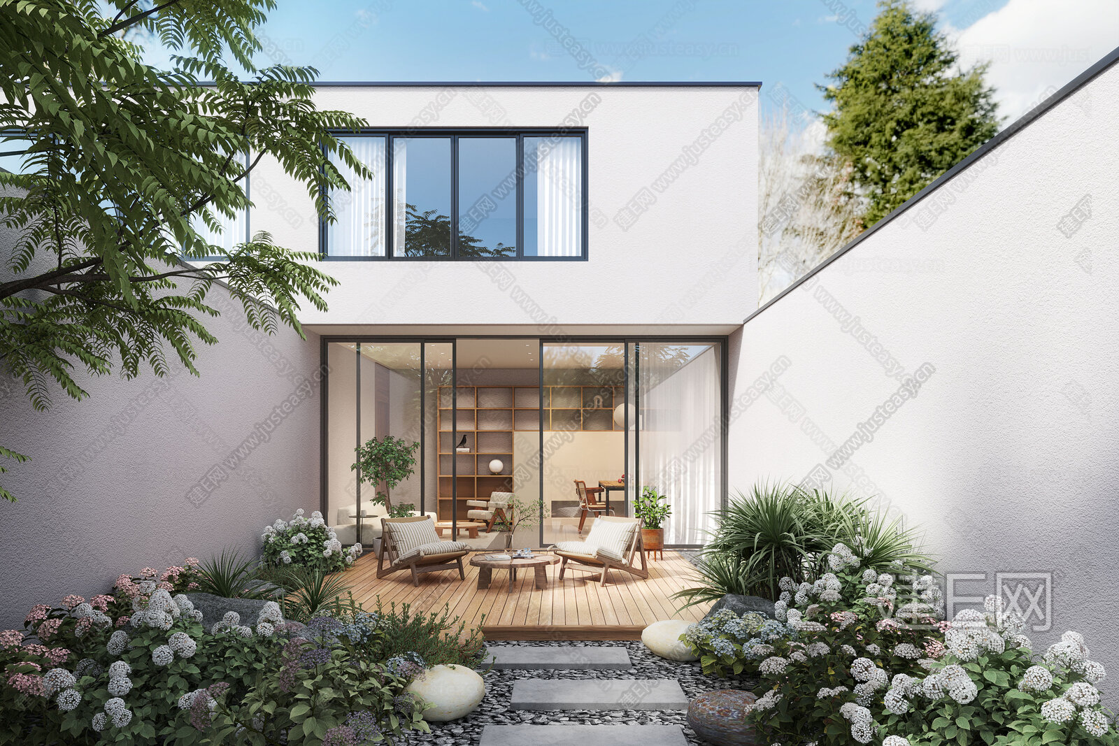 【现代庭院景观3d模型】建e网_现代庭院景观3d模型下载[ID:104814205]_打造3d现代庭院景观模型免费下载平台