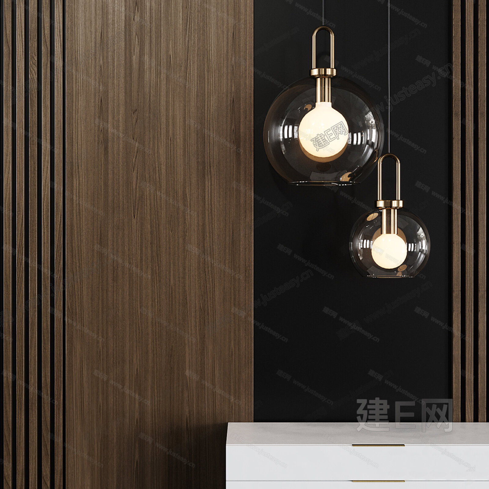 现代卧室背景墙3d模型下载[ID:104486514]_建e网3d模型