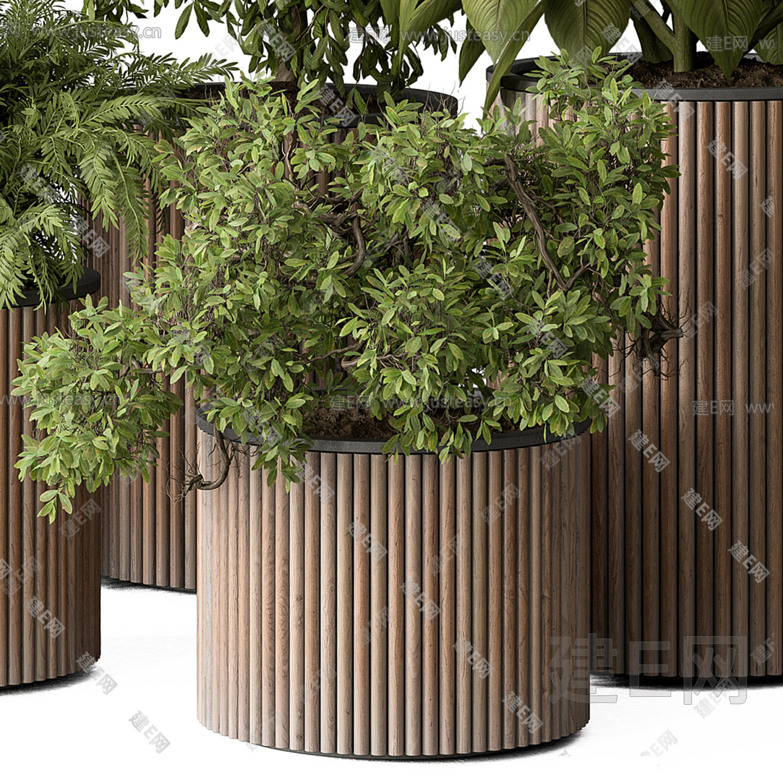 现代植物盆栽组合3d模型下载[ID:113333837]_建e网3d模型